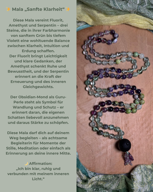 Sanfte Klarheit Mala Kette 108 Perlen