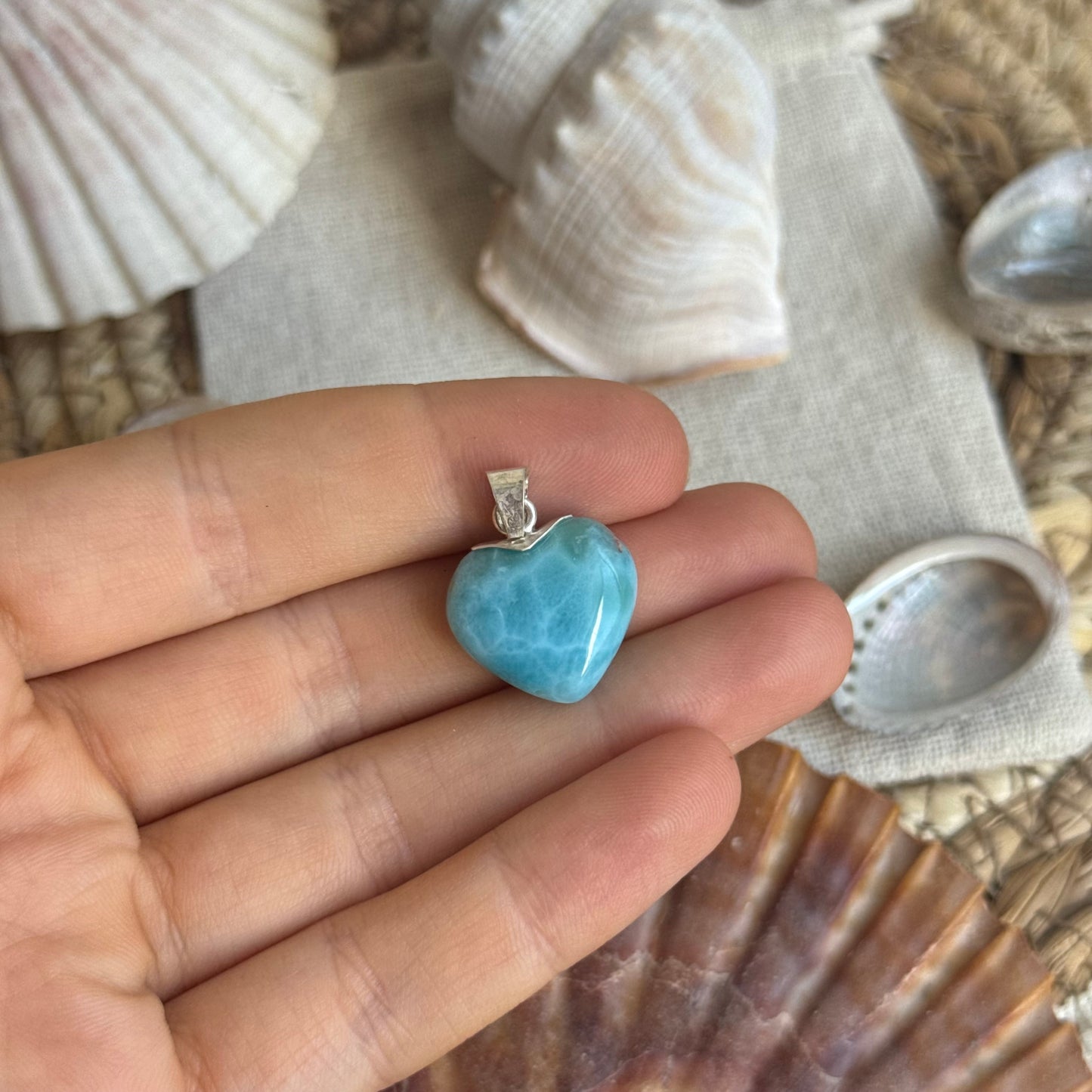 Larimar Herz Anhänger 925 silber ~ HD41