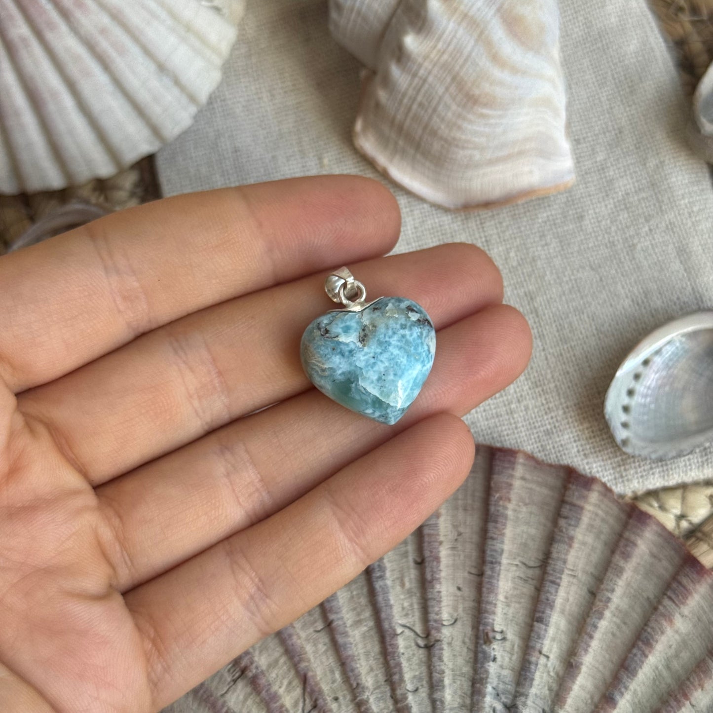 Larimar Herz Anhänger 925 silber ~ HM60