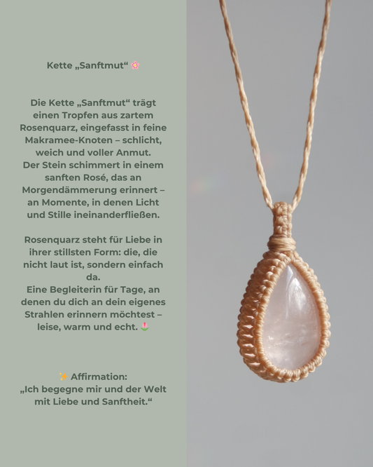 Rosenquarz Makramee Kette ~ SANFTMUT