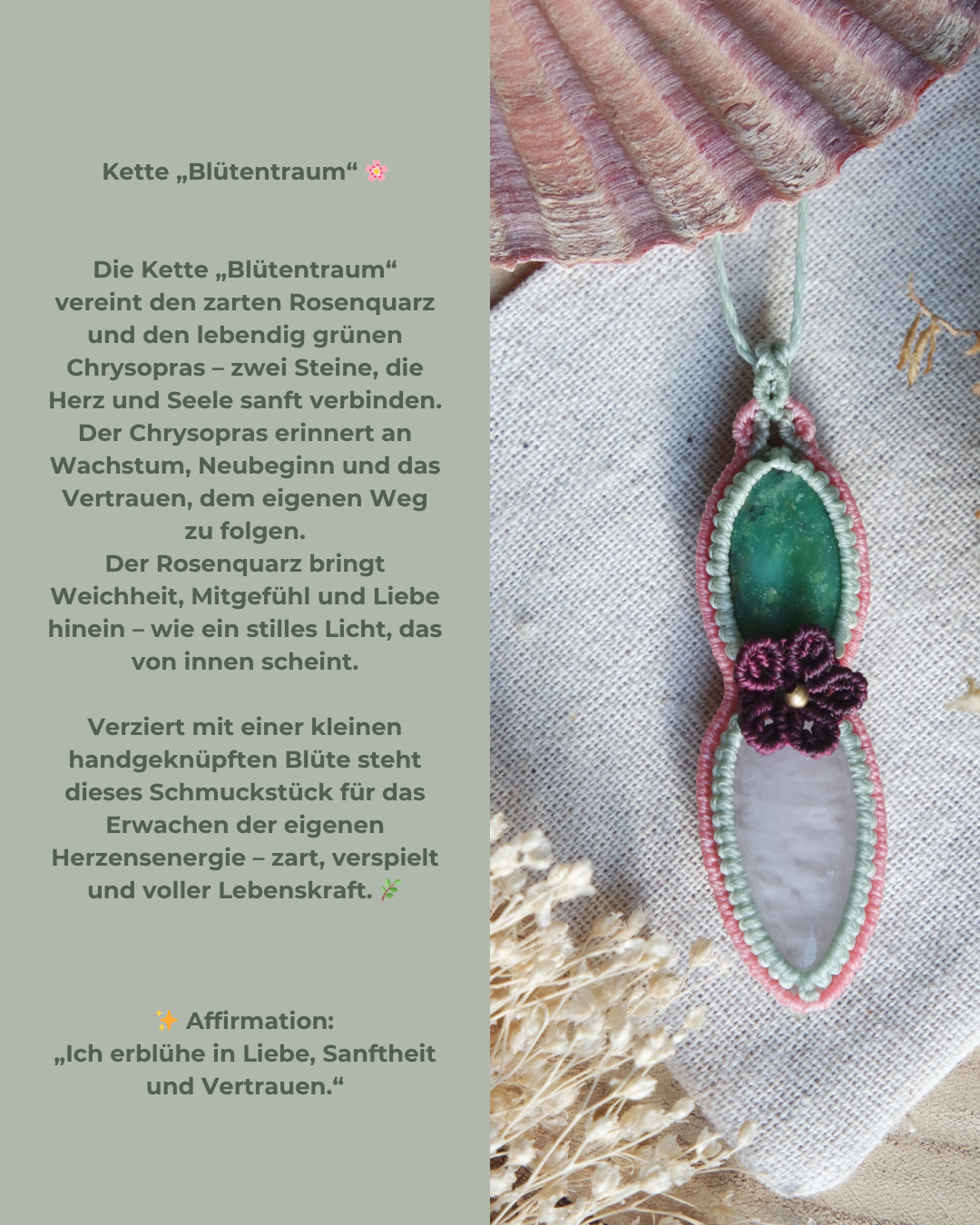 Makramee Schmuckstück inspiriert von Blüten