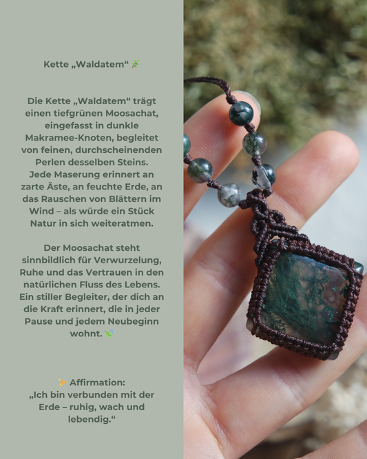 Makramee Kette Waldatem mit Moosachat