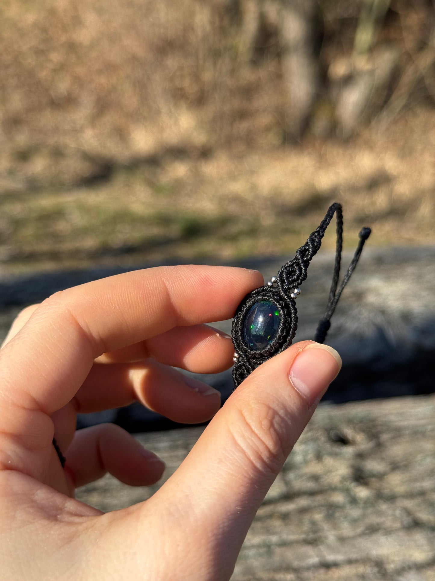 Geräucherter Opal Makramee Armband ~ ALIRA