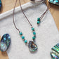 Abalone & Amazonit Makramee Kette