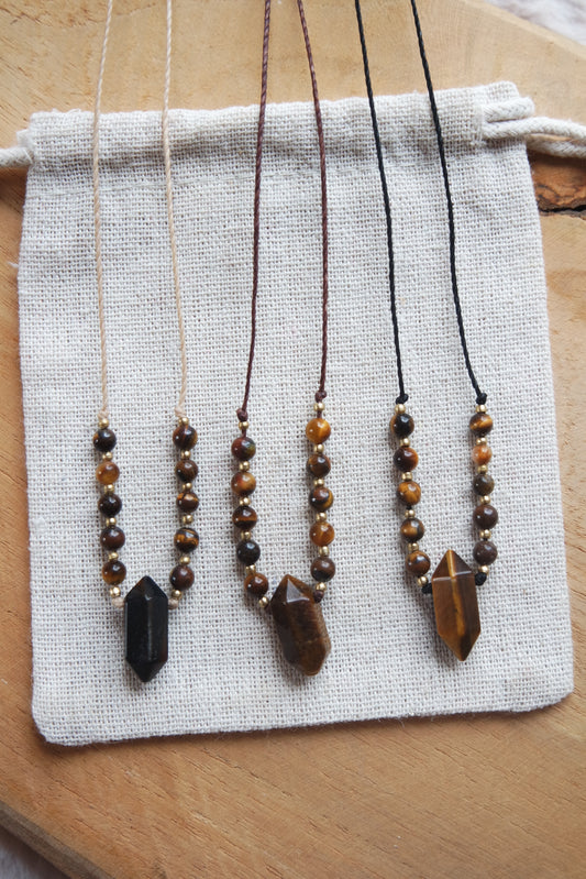 Tigerauge Makramee Kette