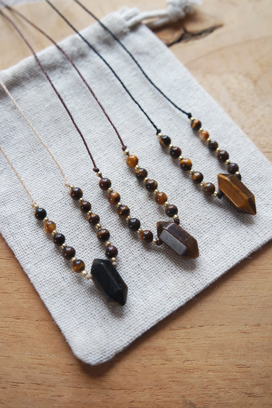 Tigerauge Makramee Kette