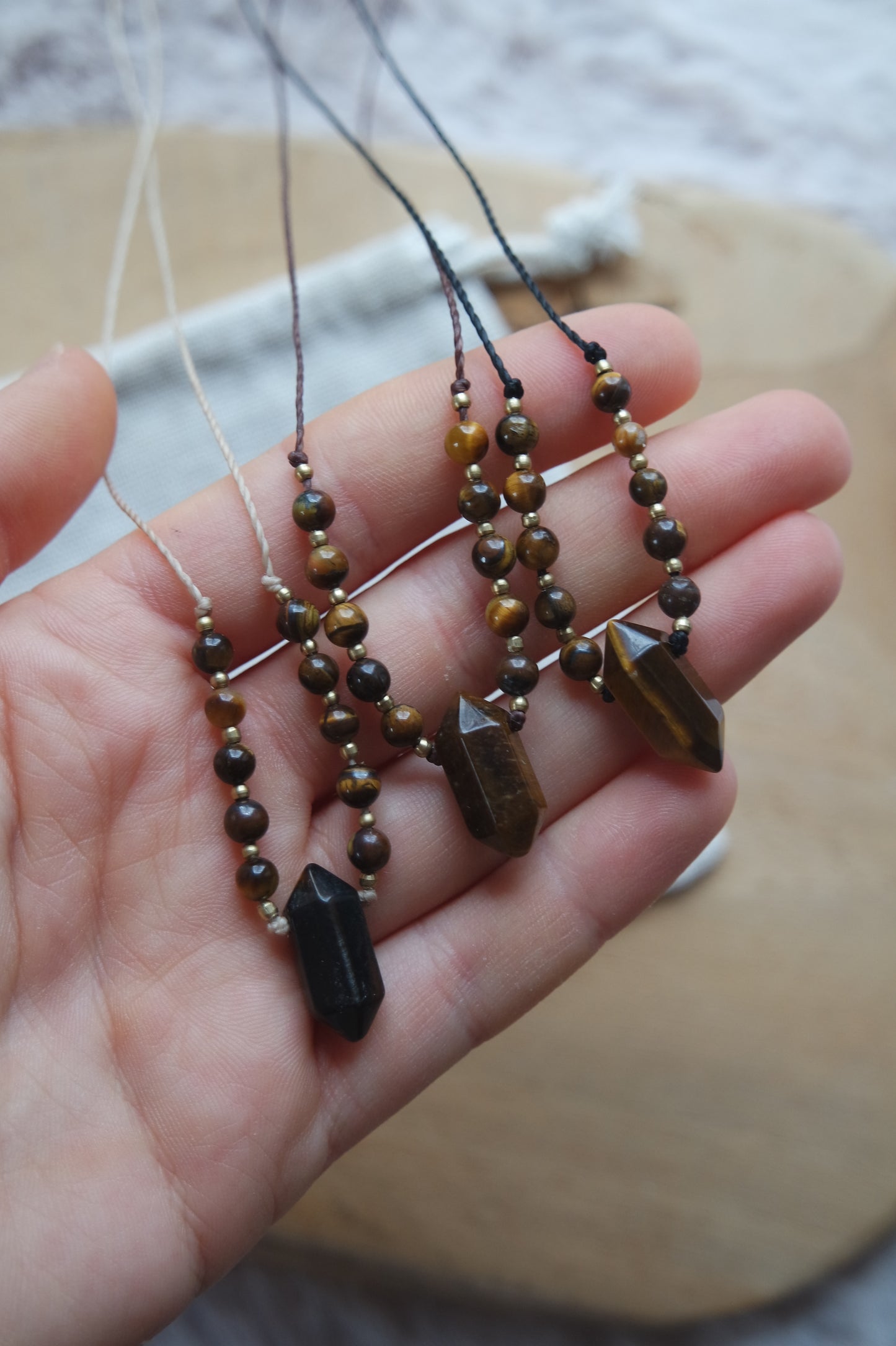 Tigerauge Makramee Kette