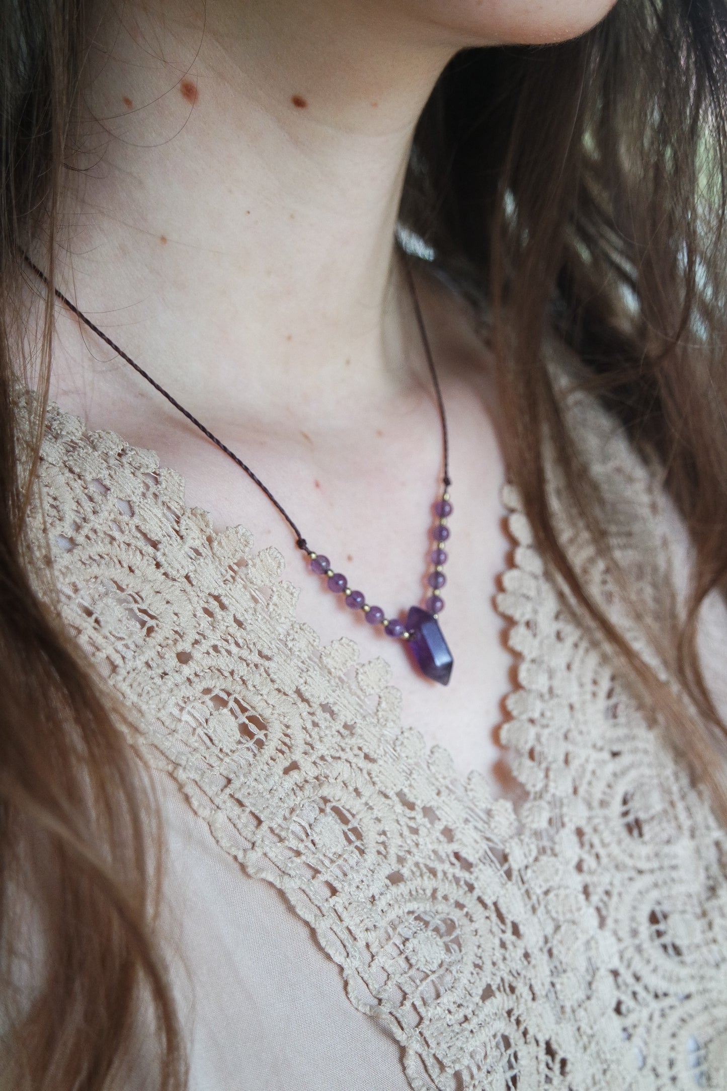 Amethyst Makramee Kette