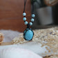Larimar Kette Wasseratem mit Perlen handgemachter Makramee Edelsteinschmuck