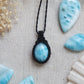 Larimar Kette Seelenlagune handgemachter Makramee Edelsteinschmuck