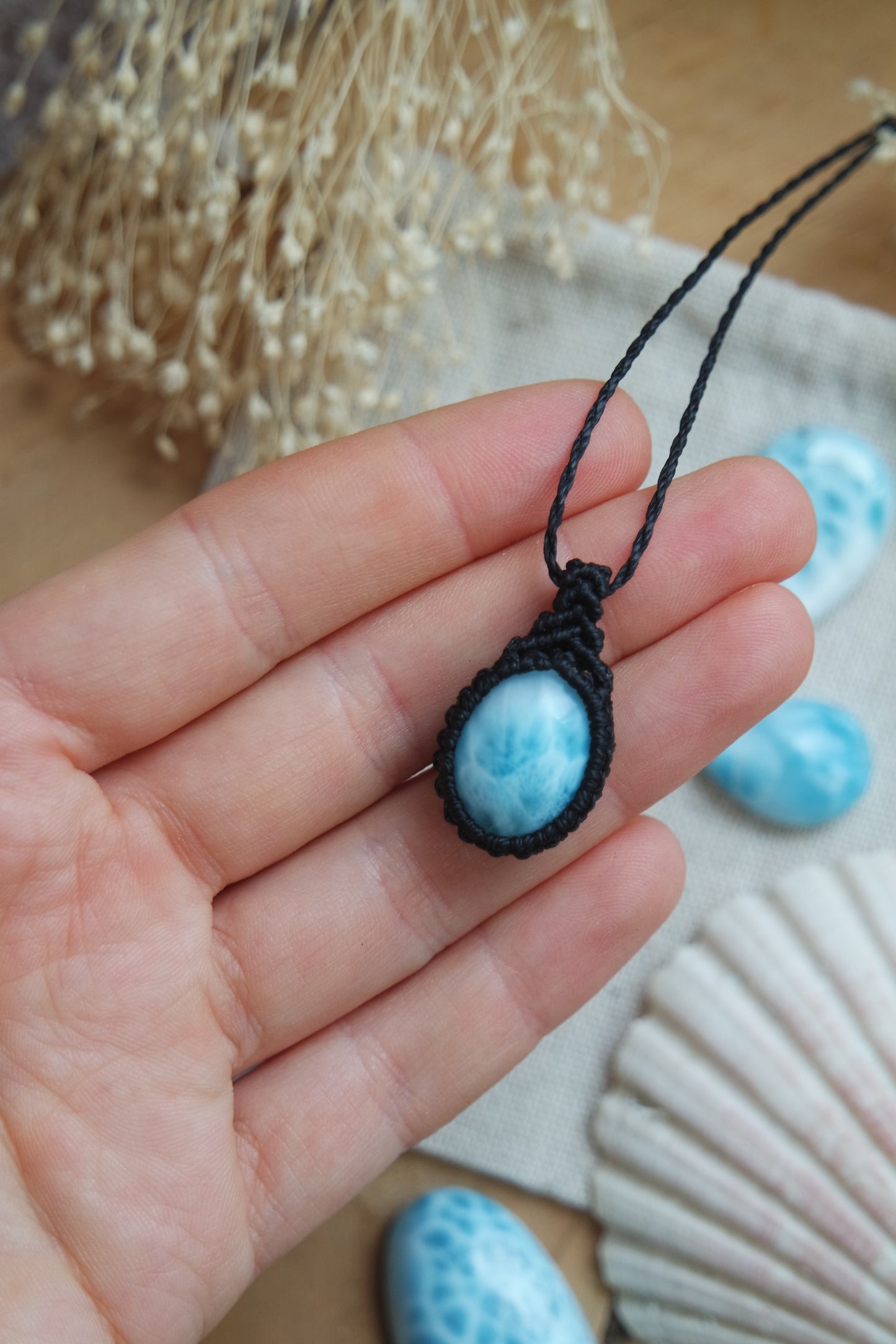 Larimar Kette mit weiß blauem Naturstein Halskette