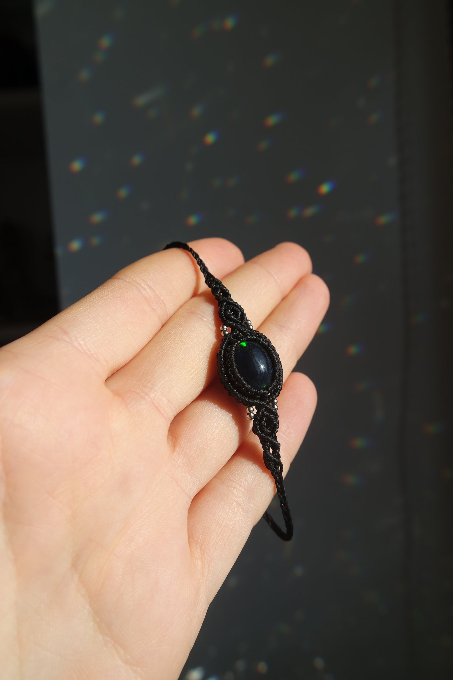 Geräucherter Opal Makramee Armband ~ ALIRA