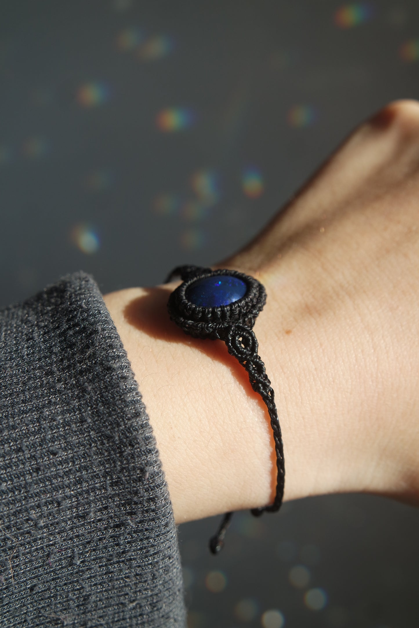 Geräucherter Opal Makramee Armband ~ ILARYA