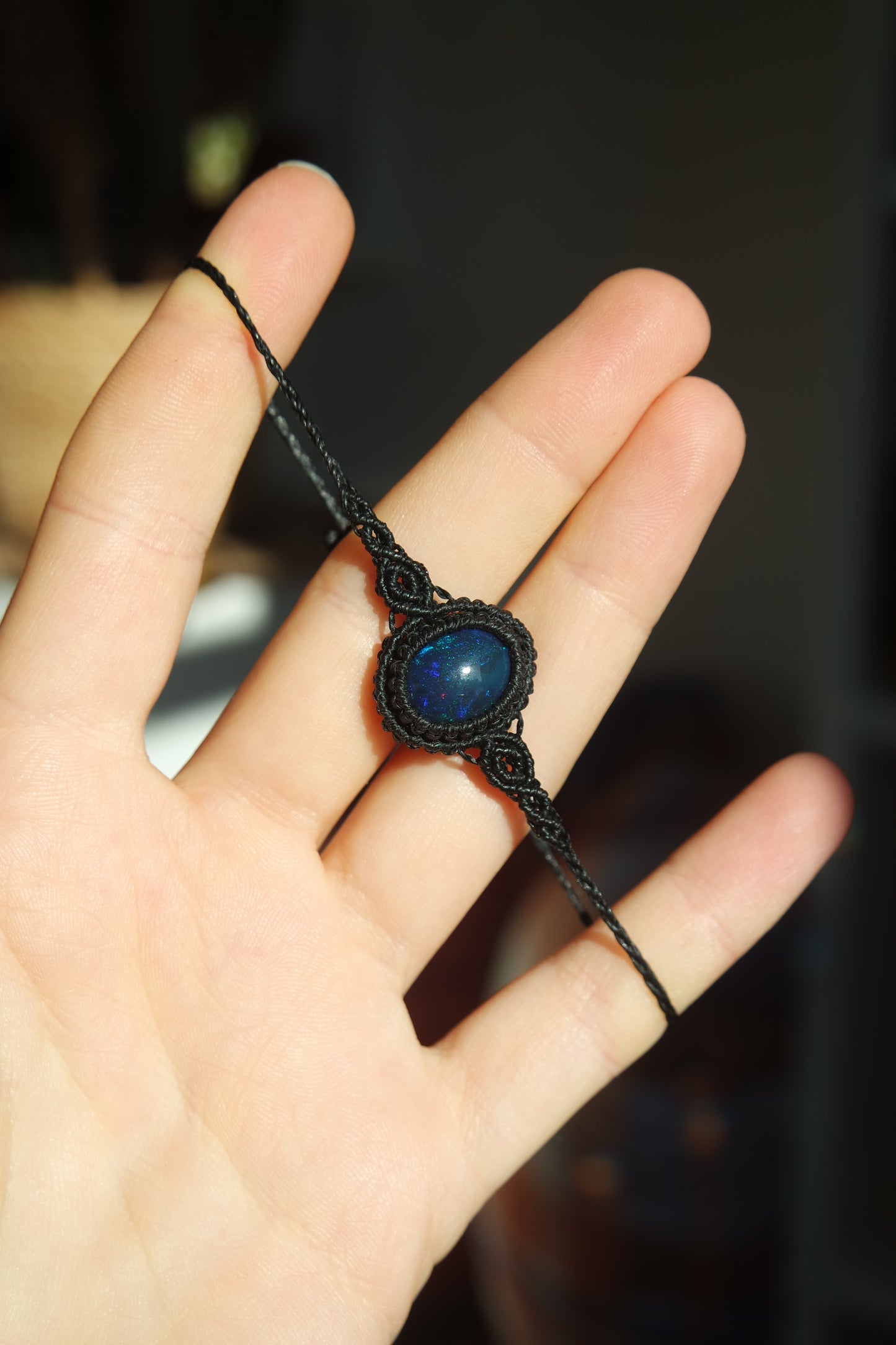Geräucherter Opal Makramee Armband ~ ILARYA