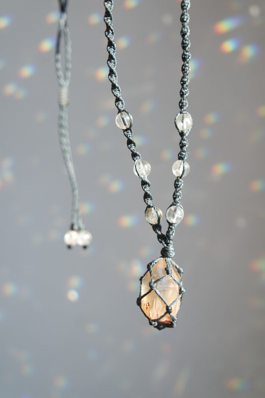 Citrin Makramee Kette ~  MIREYA