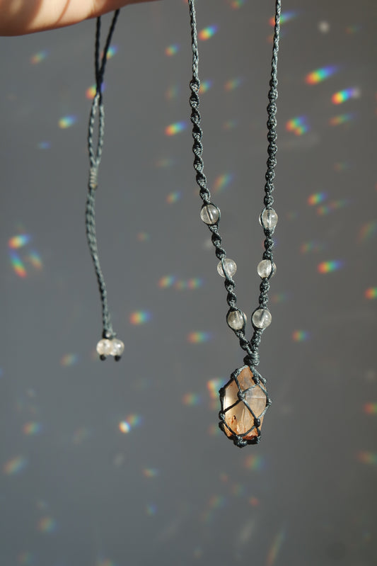 Citrin Makramee Kette ~  MIREYA