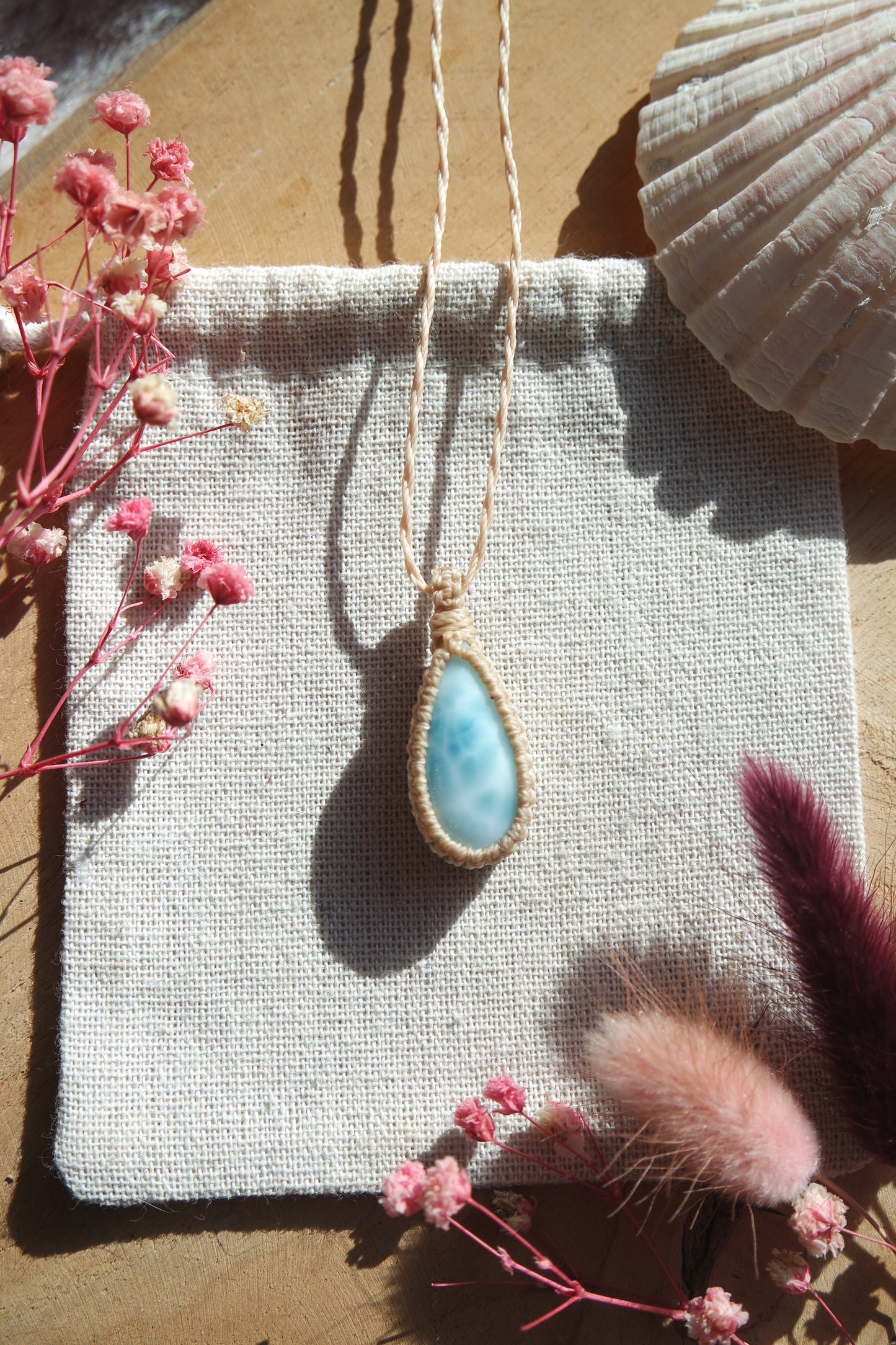 Larimar Makramee Kette ~ SEHNSUCHT