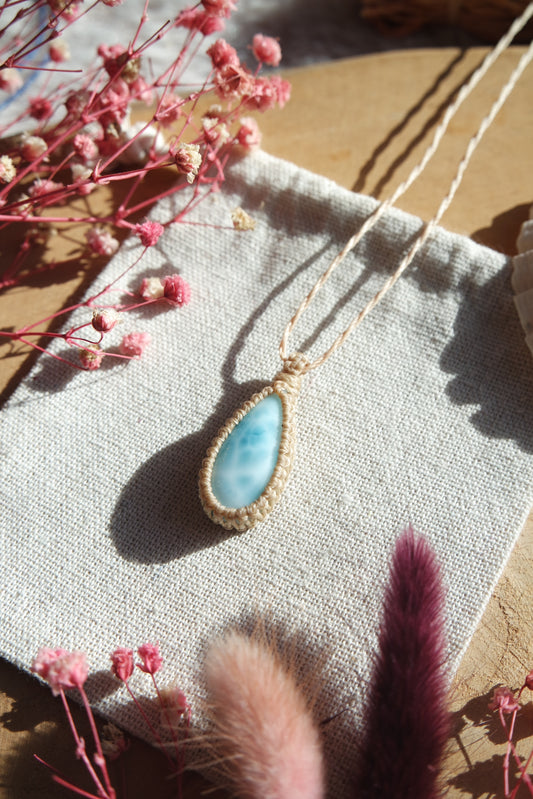 Larimar Makramee Kette ~ SEHNSUCHT