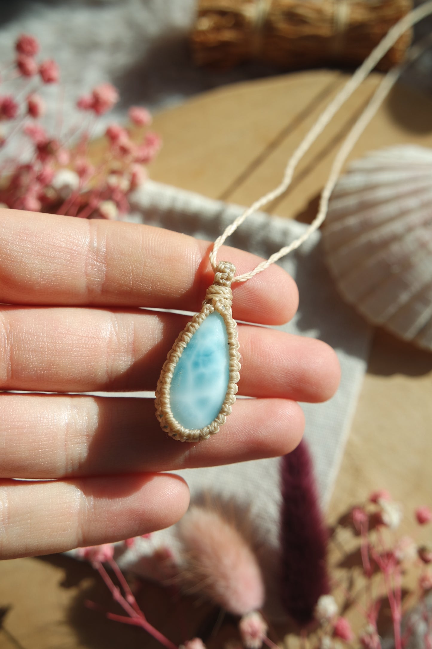 Larimar Makramee Kette ~ SEHNSUCHT