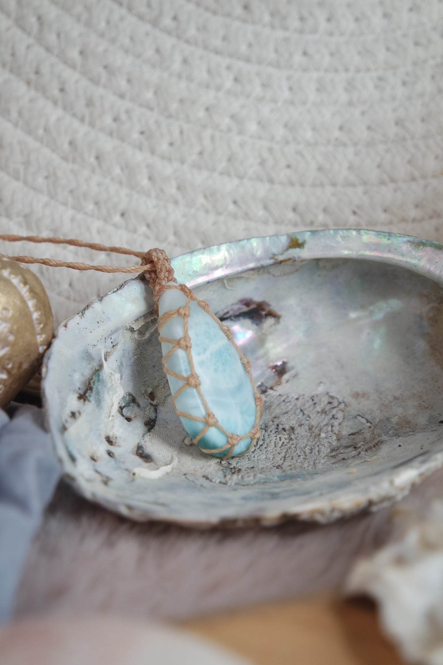 Larimar Makramee Kette ~ Meeresflüstern