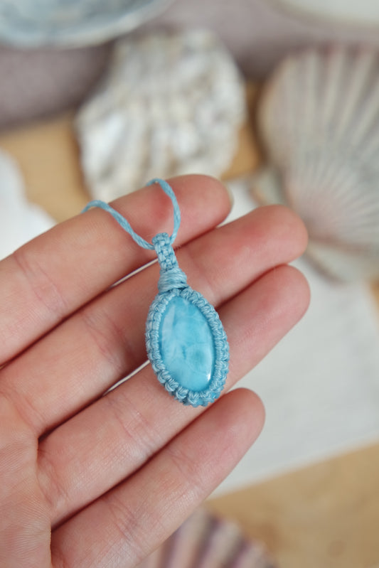 Larimar Makramee Kette ~ Meereszauber