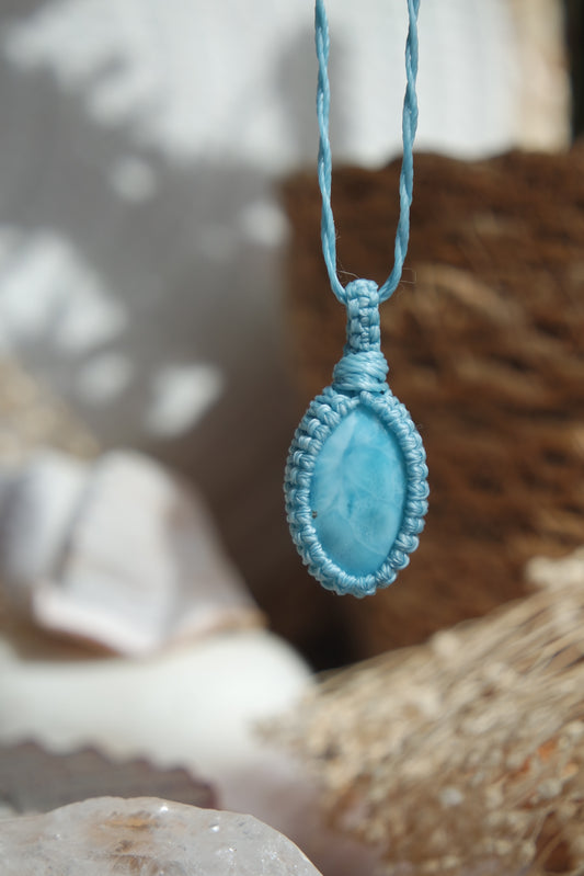 Larimar Makramee Kette ~ Meereszauber