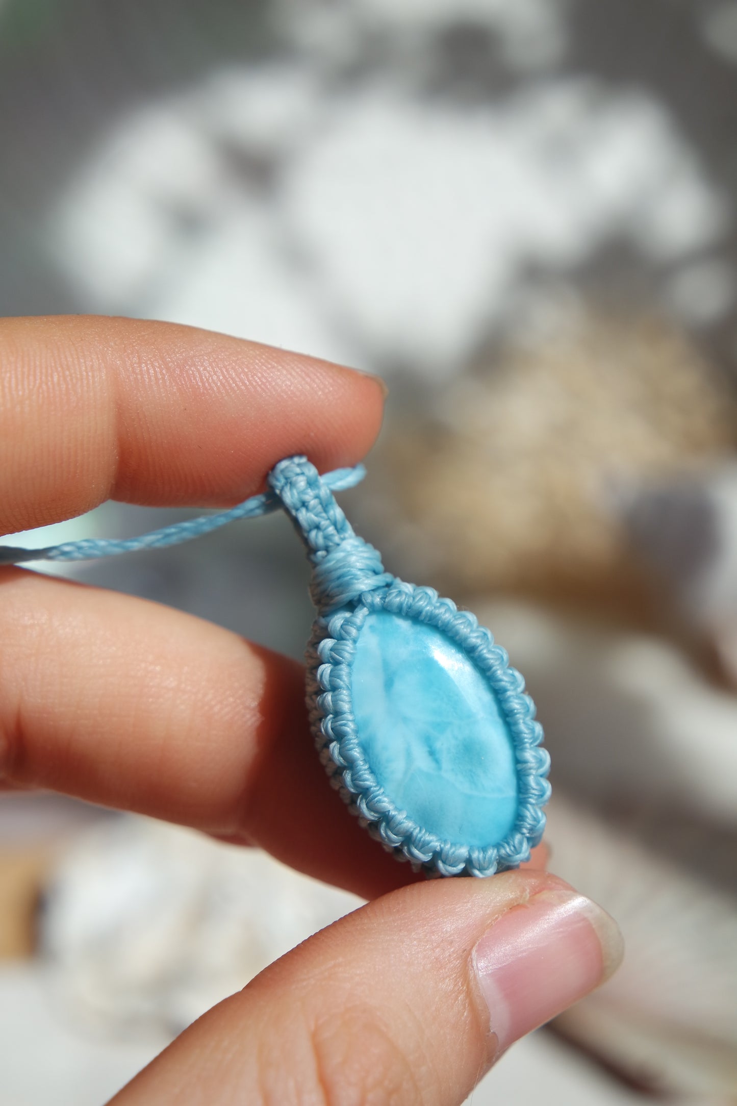 Larimar Makramee Kette ~ Meereszauber