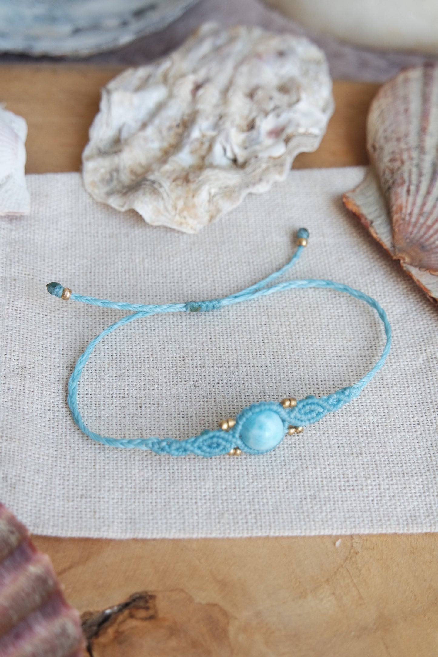 Larimar Makramee Armand ~ messing Unikat 2