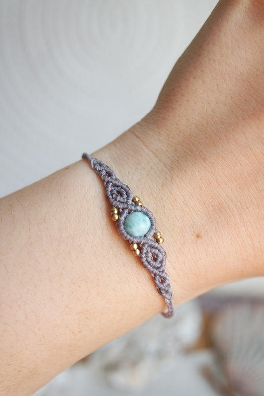 Larimar Makramee Armand ~ Messing Unikat 3