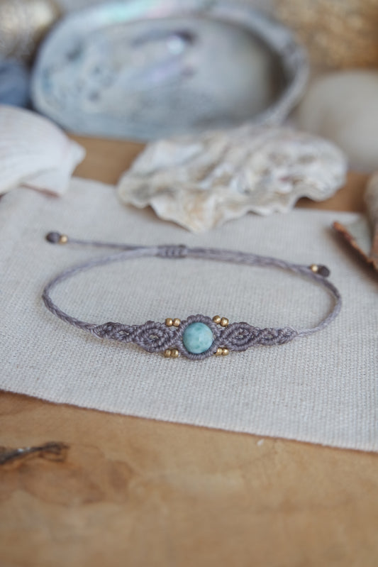 Larimar Makramee Armand ~ Messing Unikat 3