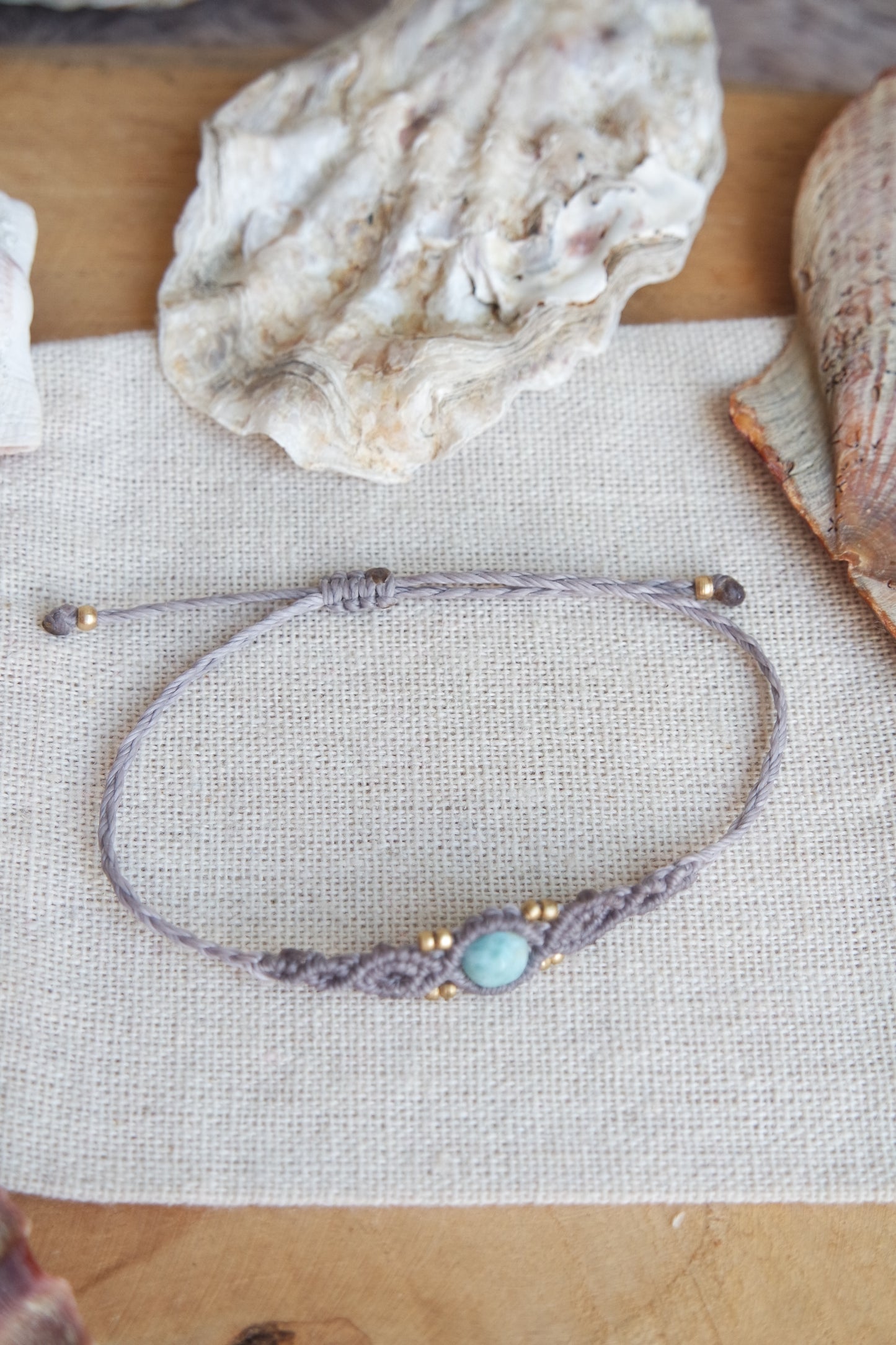 Larimar Makramee Armand ~ Messing Unikat 3
