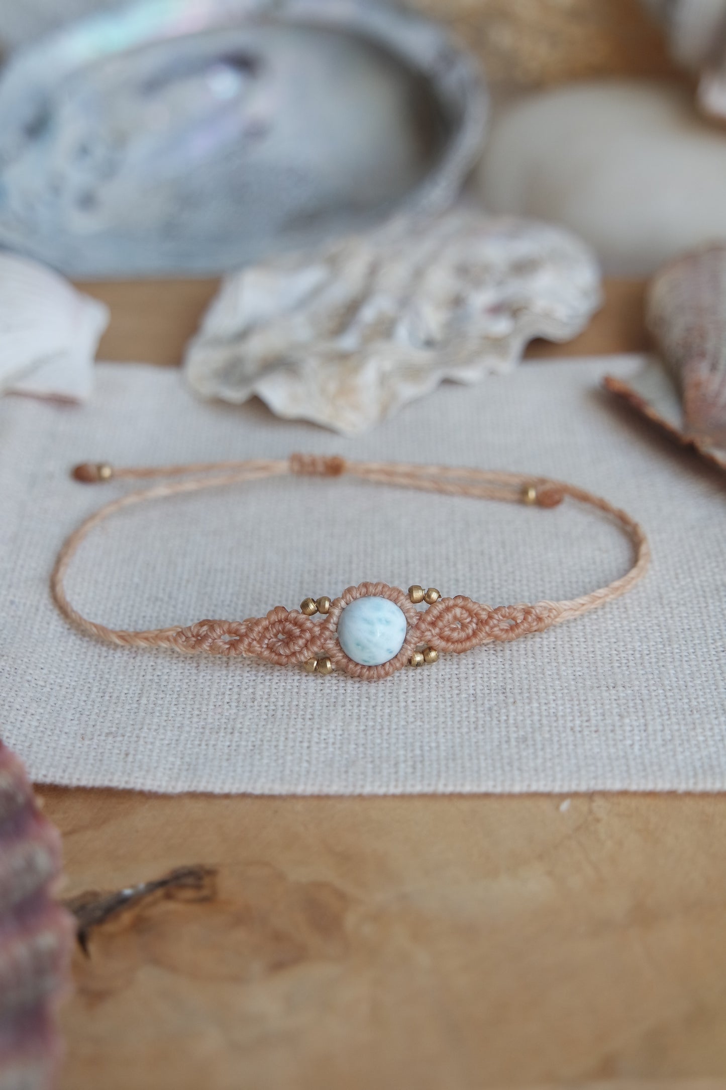 Larimar Makramee Armand ~ Messing Unikat 4
