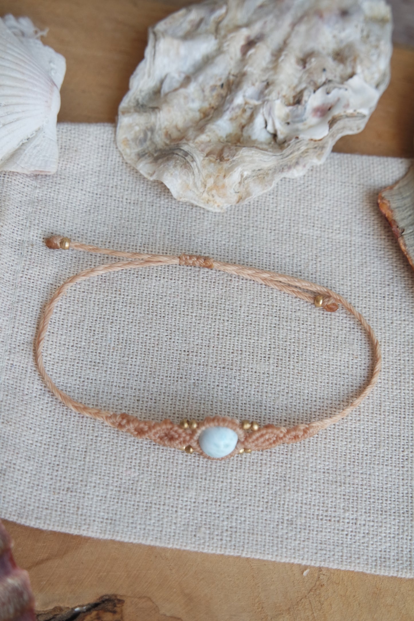 Larimar Makramee Armand ~ Messing Unikat 4