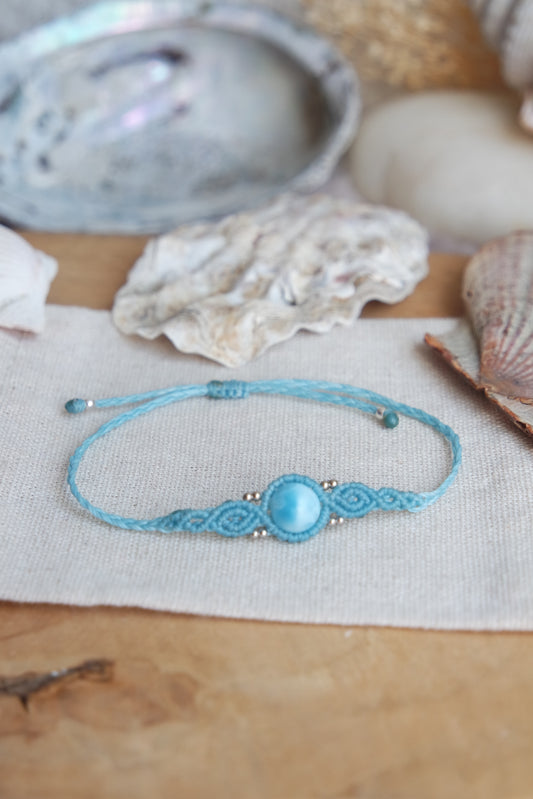 Larimar Makramee Armand ~ 925 Silber Unikat 6