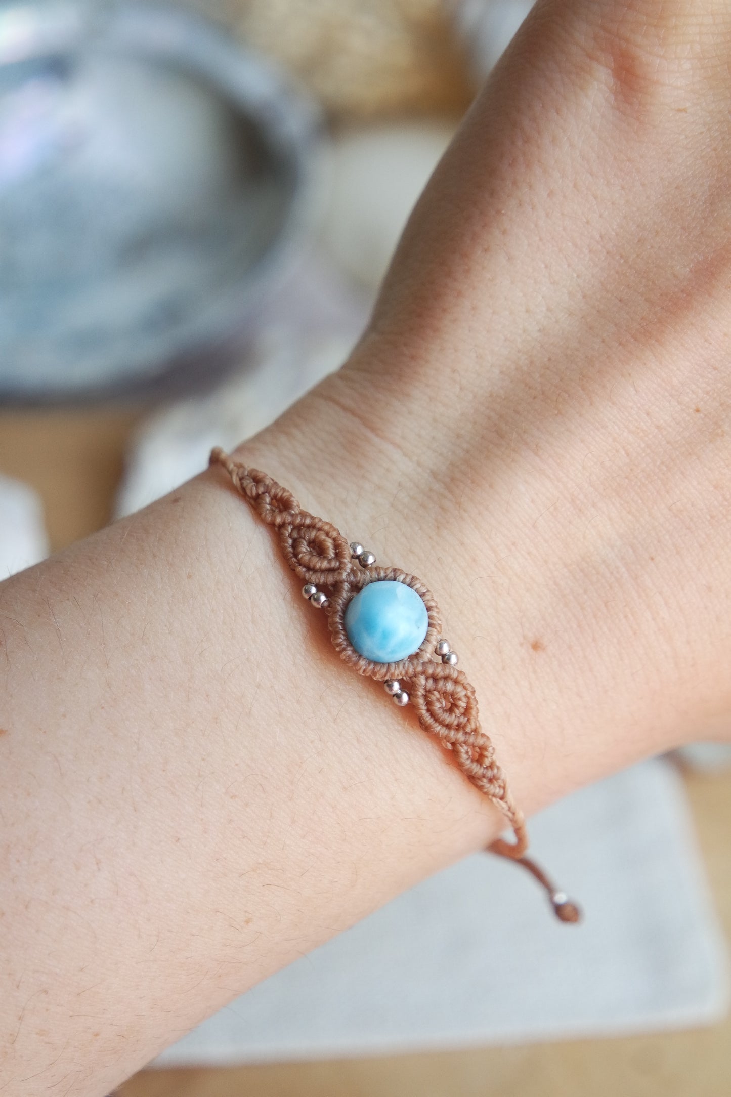 Larimar Makramee Armand ~ 925 Silber Unikat 7
