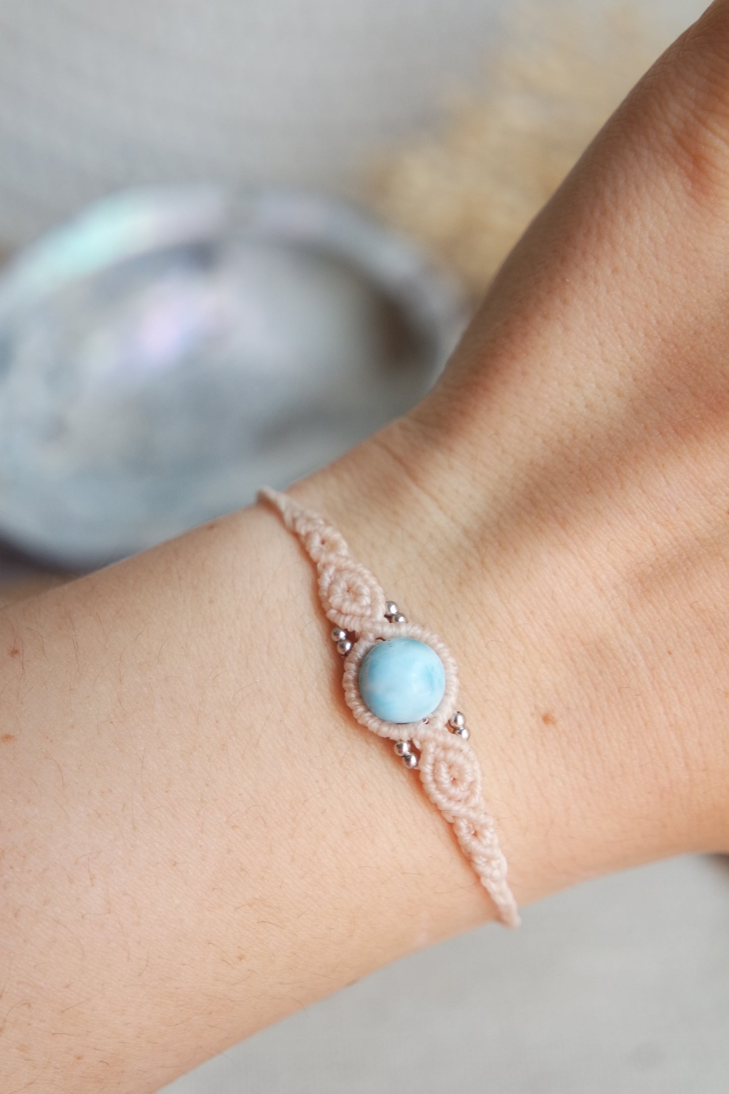 Larimar Makramee Armand ~ 925 Silber Unikat 9