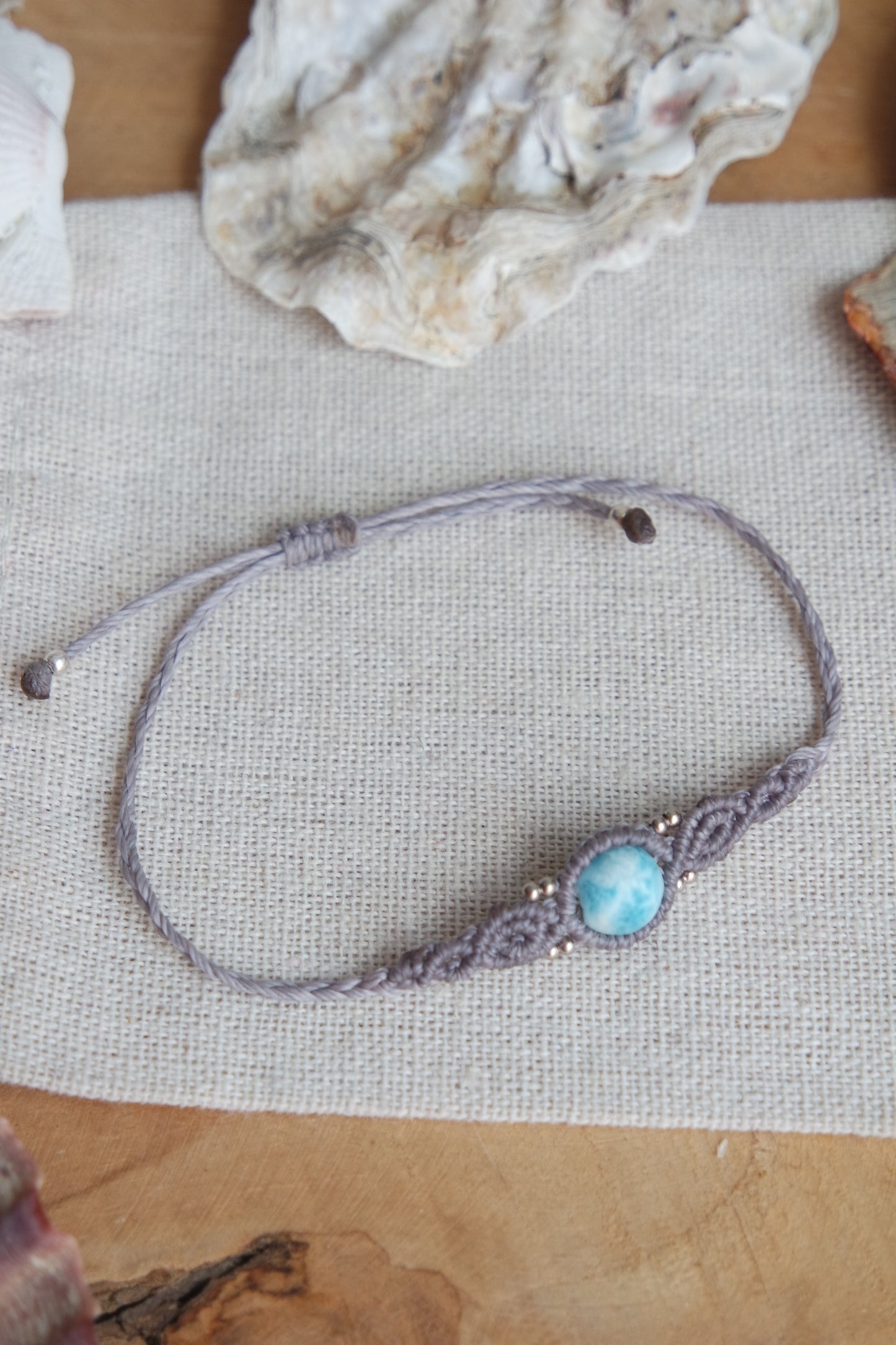 Larimar Makramee Armand ~ 925 Silber Unikat 10