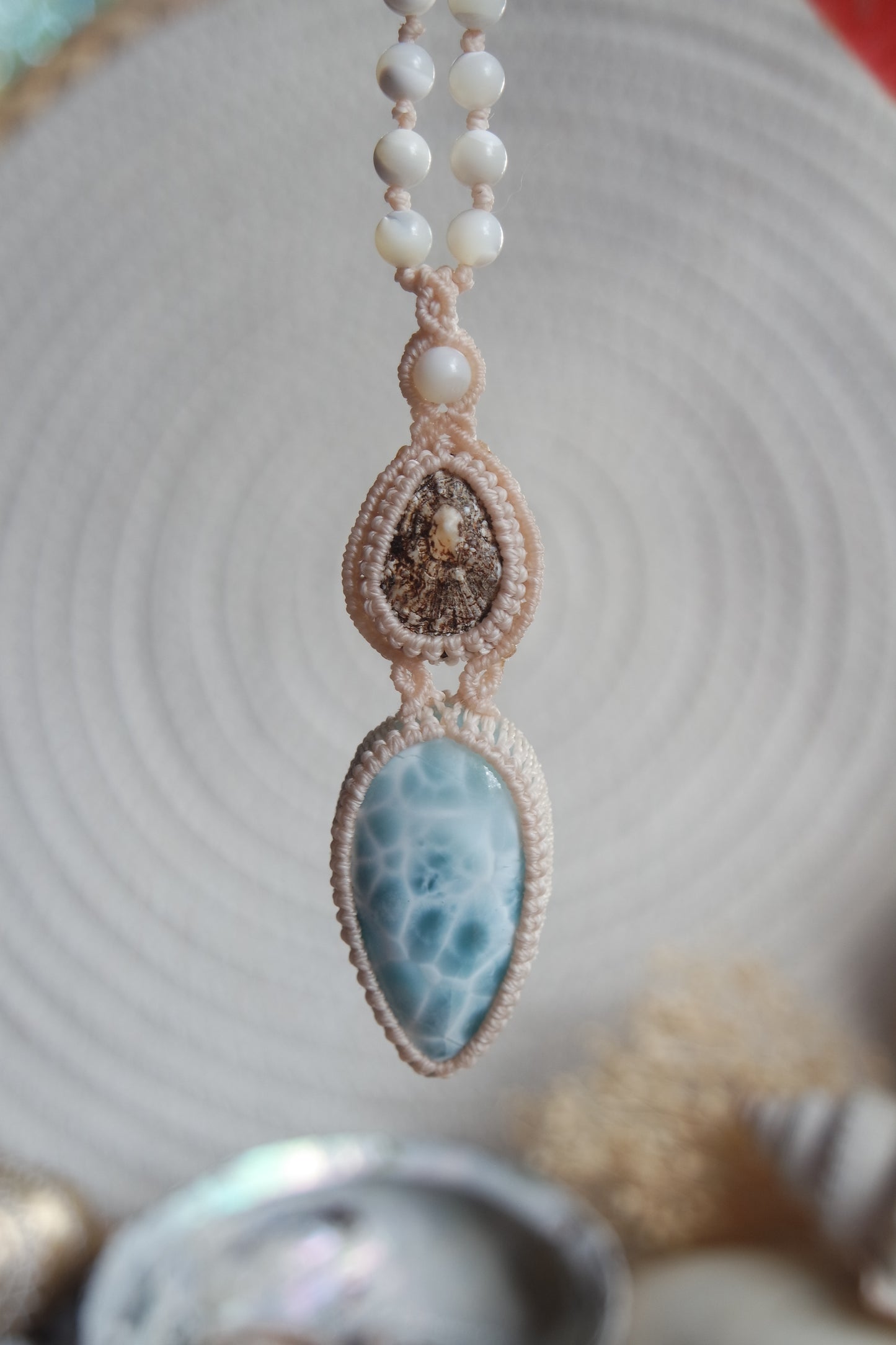 Larimar Makramee Kette ~ Meeressehnsucht