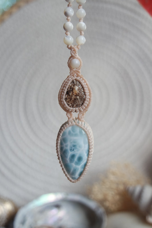 Larimar Makramee Kette ~ Meeressehnsucht