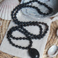 Mala Kette 108 Perlen ~ Turmalin, Obsidian, Onyx & Rauchquarz
