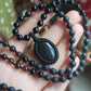 Mala Kette 108 Perlen ~ Turmalin, Obsidian, Onyx & Rauchquarz