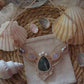 Moosachat, Rosenquarz, weißer labradorit & Perle Makramee Collier