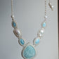 Larimar & Perle Makramee Collier
