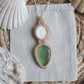 Boho Makramee Schmuck mit Fluorit und Muschel Shivaauge.