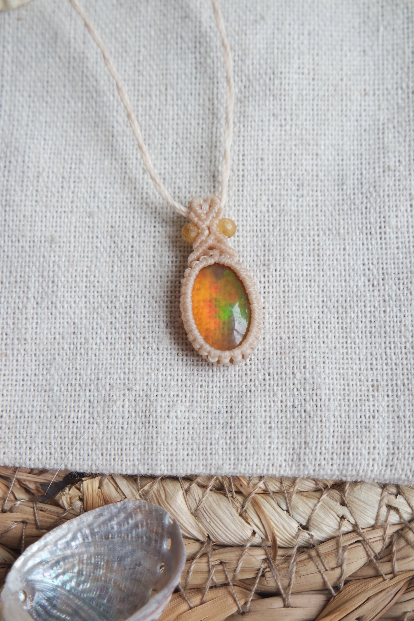 Geräucherter Opal Makramee Kette ~ lichtfunke