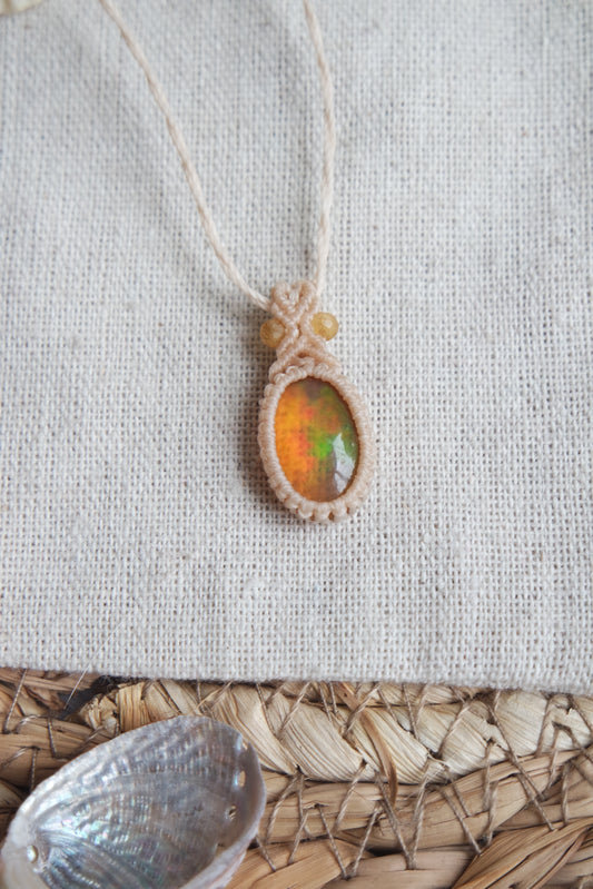 Geräucherter Opal Makramee Kette ~ lichtfunke