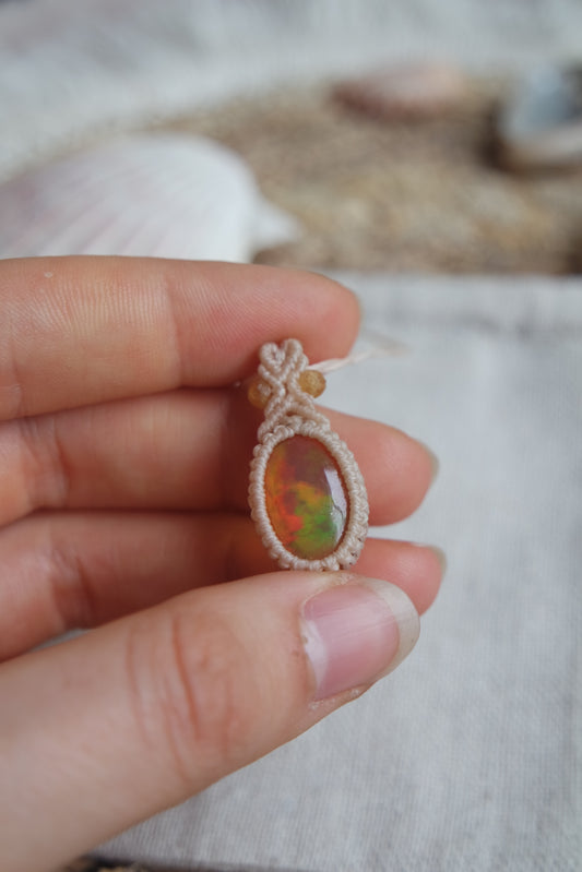 Geräucherter Opal Makramee Kette ~ lichtfunke
