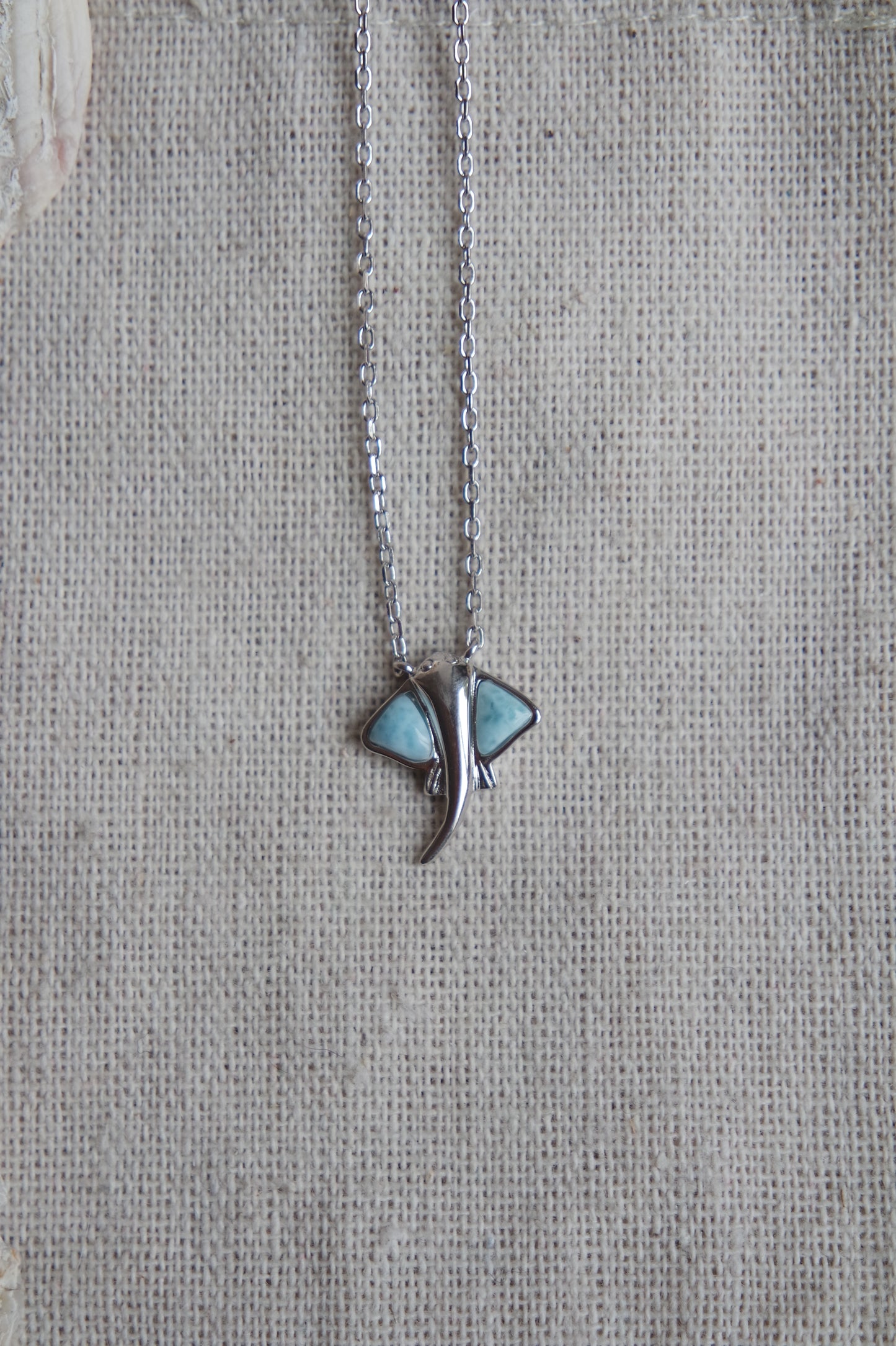 Larimar Manta Kette ~ 925 Silber