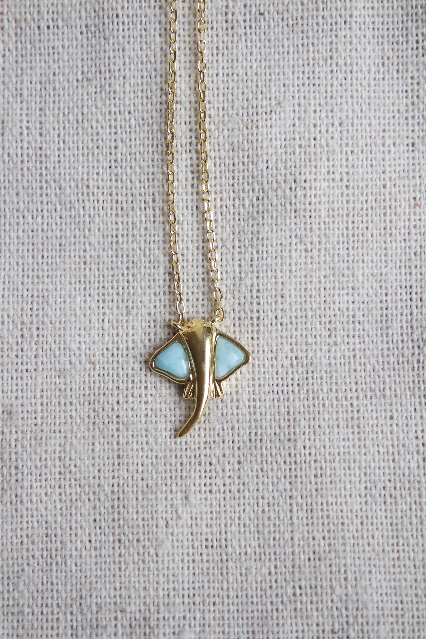 Larimar Manta Kette ~ 925 Silber Vergoldet