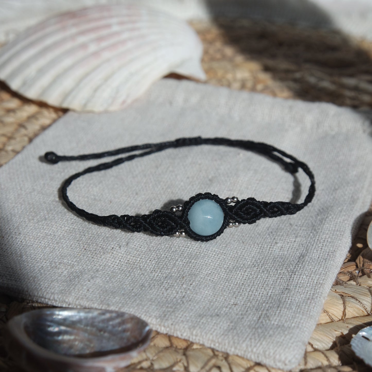 Aquamarin Makramee Armband